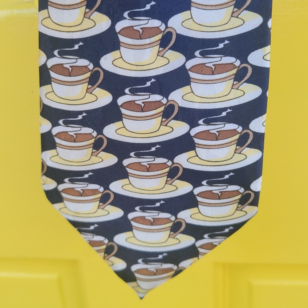 Marco Polo Vintage 80s 90s Novelty Coffee Cups Tie Made in Korea RN84441 Barista